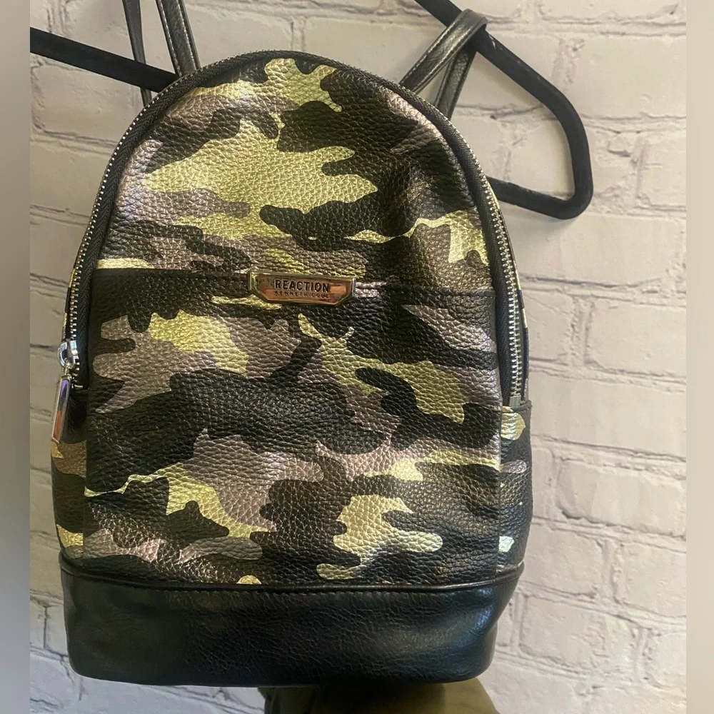 Kenneth Cole Reaction Women’s Trooper Faux‎ Leather Metallic Camo Mini Backpack